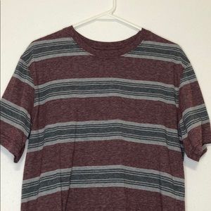 Maroon & Grey Striped George T-Shirt Medium